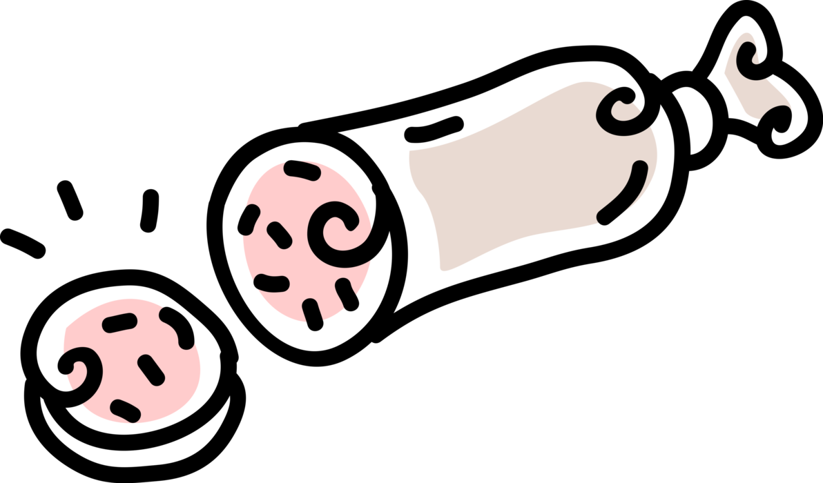 Vector Illustration Of Salami Cured Sausage Fermented Clipart (1192x700), Png Download