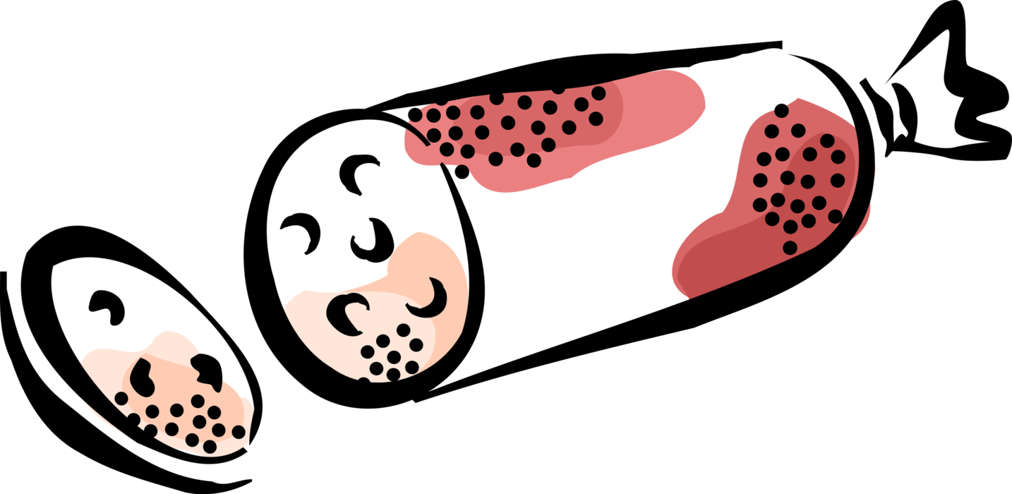 Vector Illustration Of Salami Cured Sausage Fermented Clipart (1434x700), Png Download