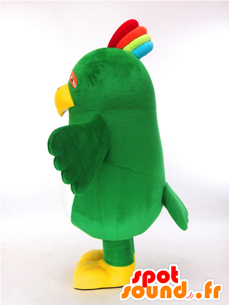 Mascot Green, White And Yellow Bird With A Fun Air Clipart (600x600), Png Download