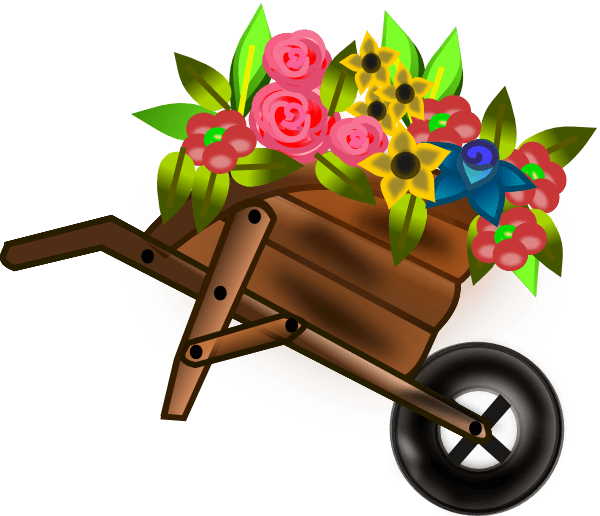 Flower Wheelbarrow Clip Art At Clker - Png Download (600x516), Png Download
