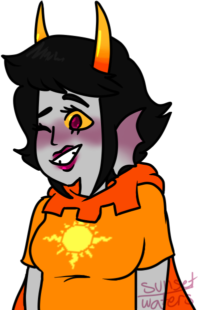 Drawing Sunset Cute Clipart (486x651), Png Download