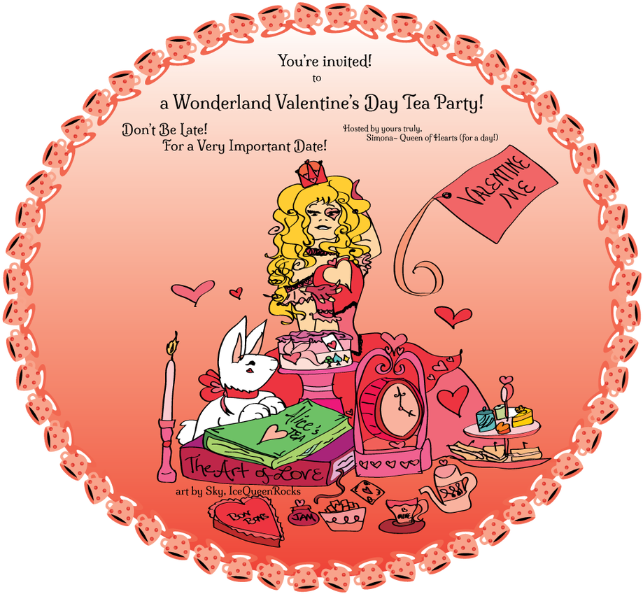 Wonderland Valentines Day Tea Party By Icequeenrocks Clipart (929x860), Png Download