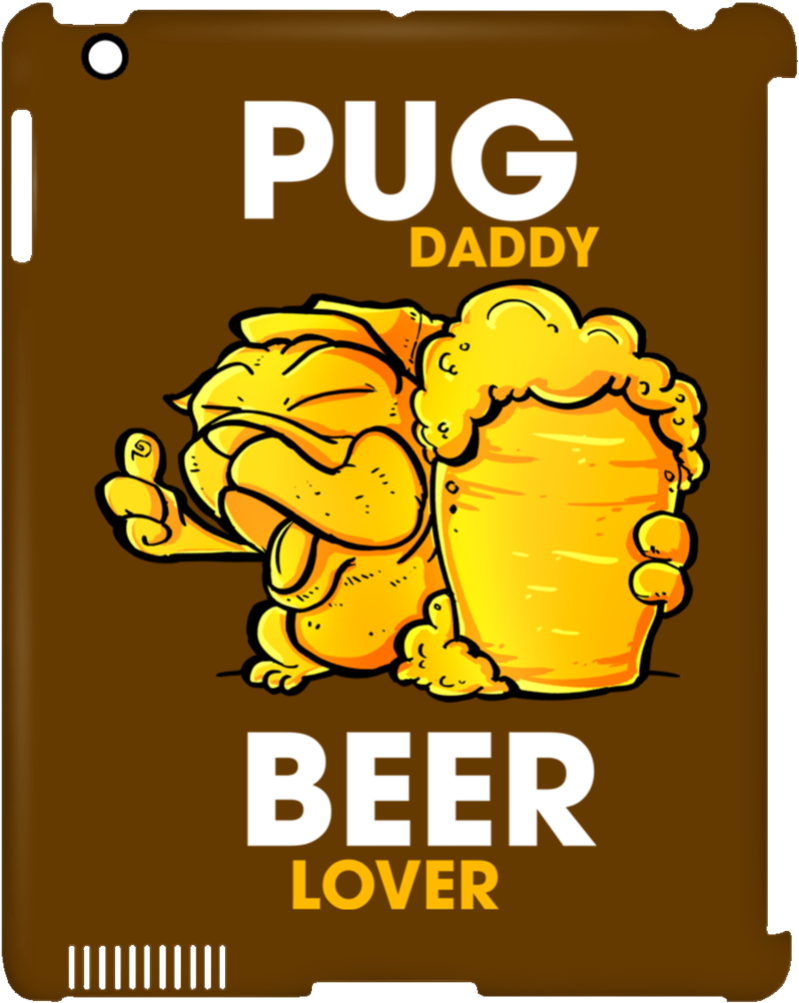 Pug Daddy Beer Lover Tablet Covers Clipart (1024x1024), Png Download