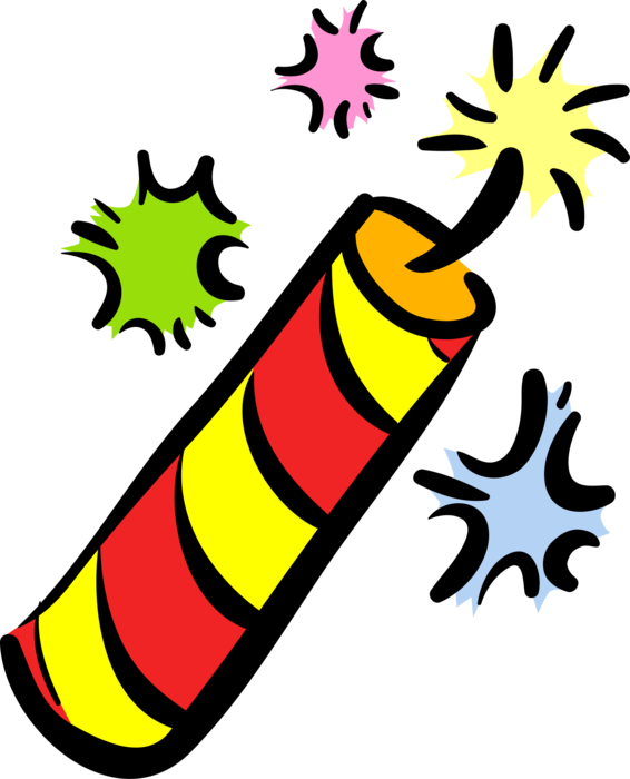 Vector Illustration Of Firecracker Fireworks Noisemaker Clipart (566x700), Png Download