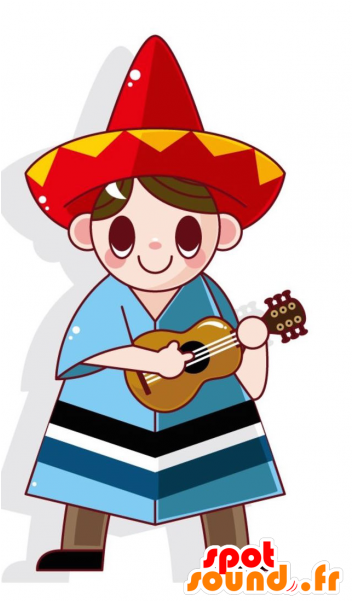 Mascot Mexican Boy With A Sombrero And A Poncho Clipart (600x600), Png Download