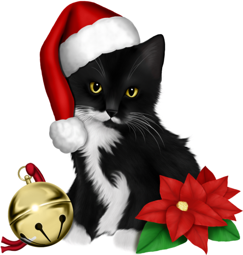 Christmas And New Year, Christmas Cats, Merry Christmas, Clipart (635x510), Png Download