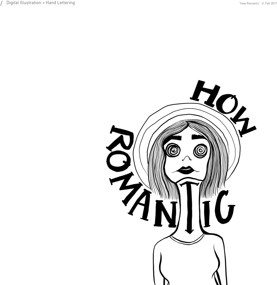 How Romantic Digital Illustration And Hand-lettering Clipart (1000x1008), Png Download