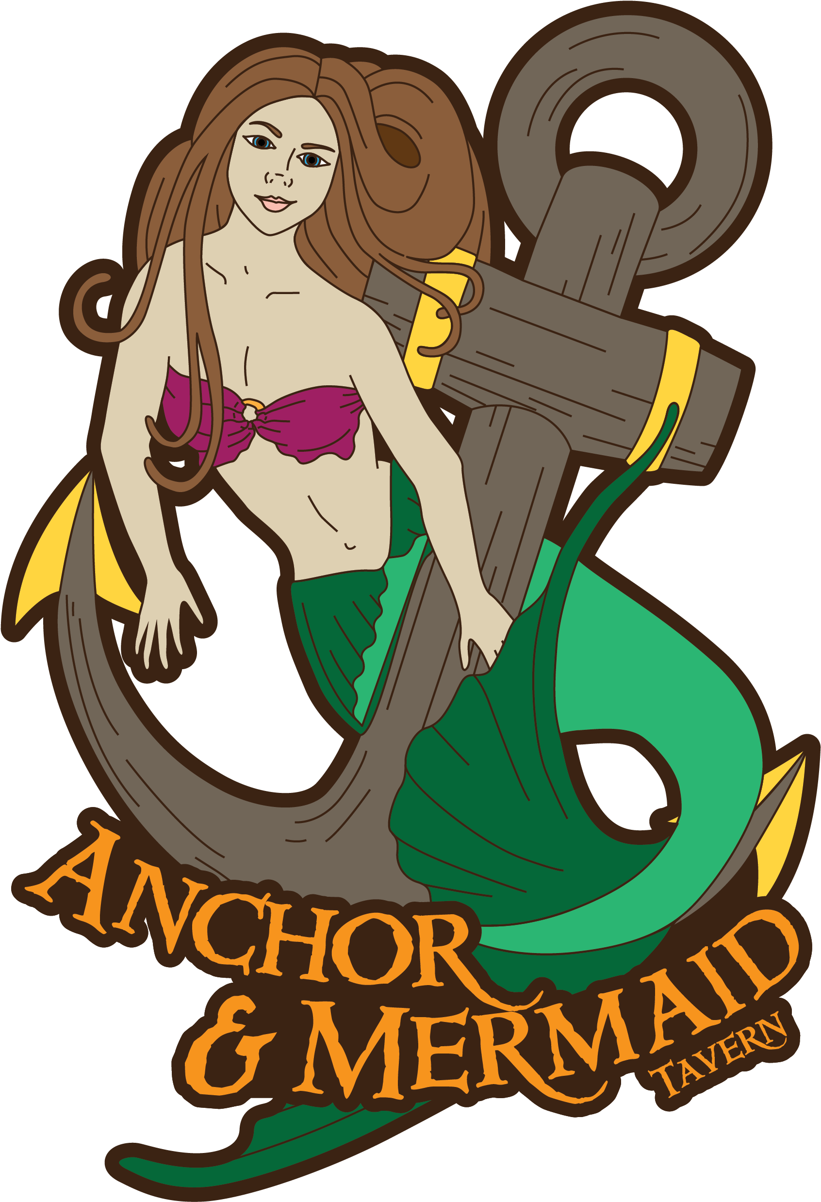 Anchor & Mermaid Tavern Clipart (1800x2700), Png Download