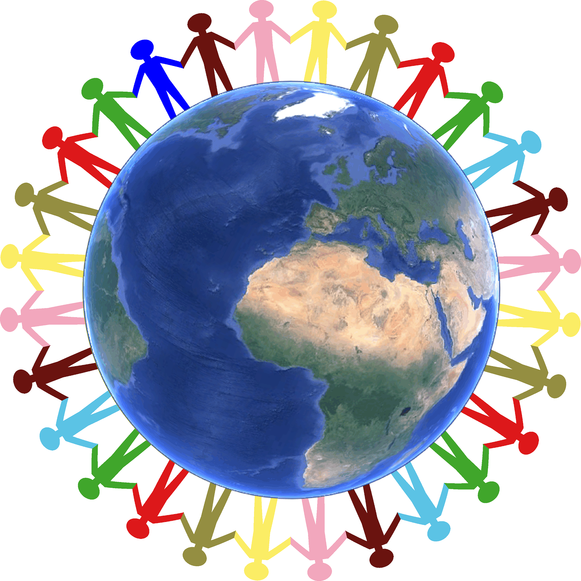 Hands Around World Free Pixabay Group-235676 Clipart (1920x1920), Png Download