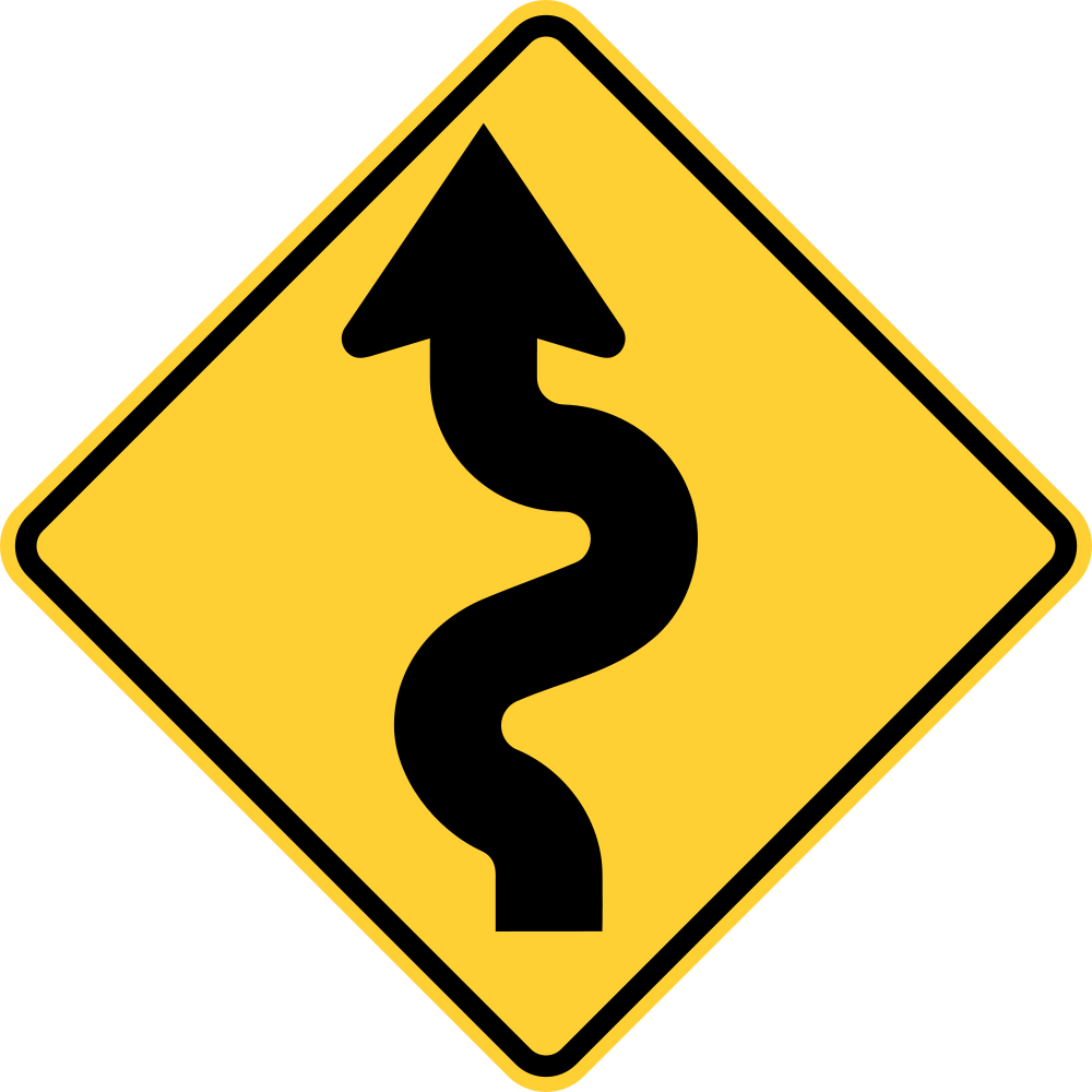 Caution Curves Ahead Clipart (1000x1000), Png Download