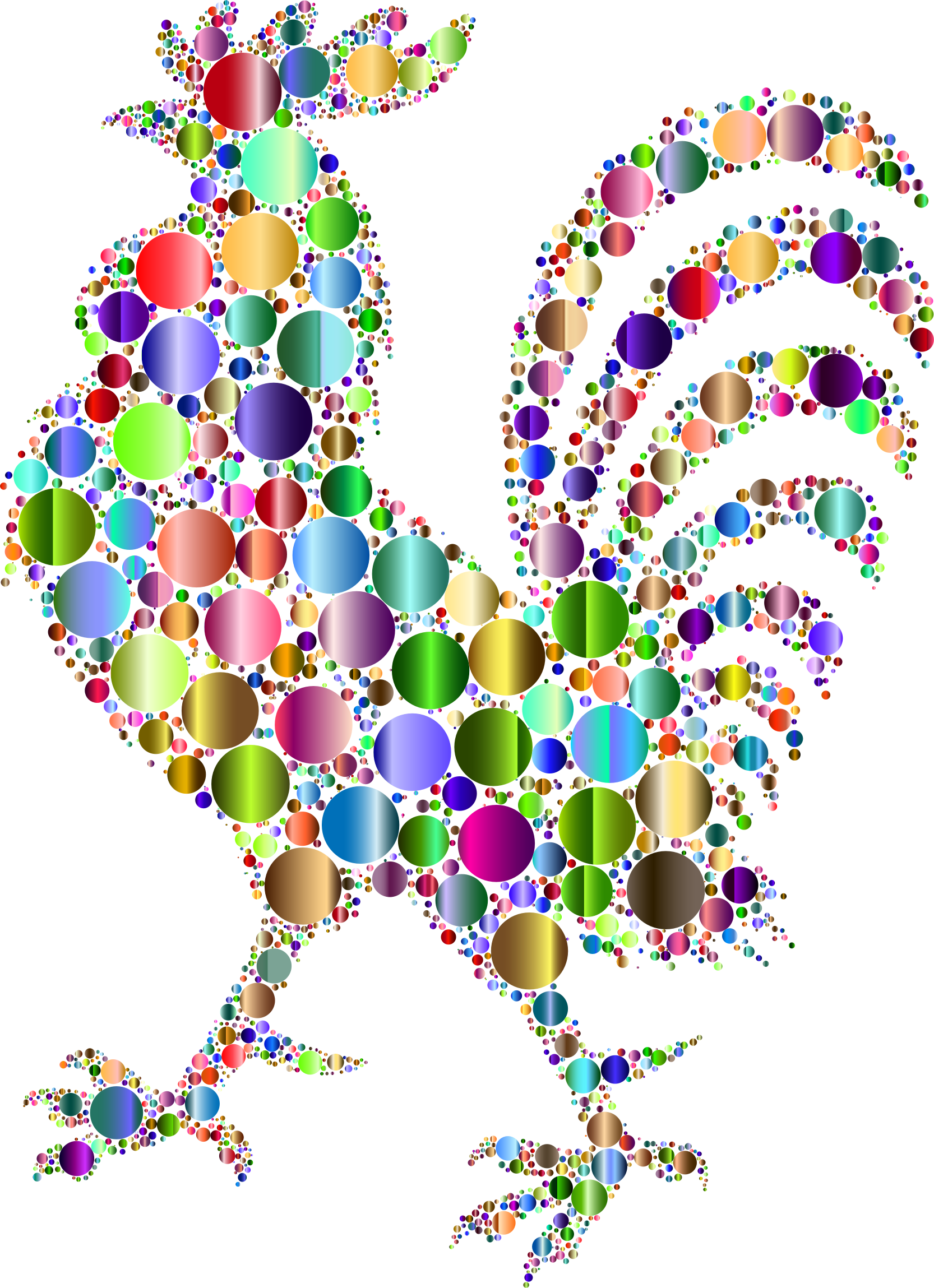 Prismatic Rooster Circles 5 By Gdj Clipart (1666x2298), Png Download