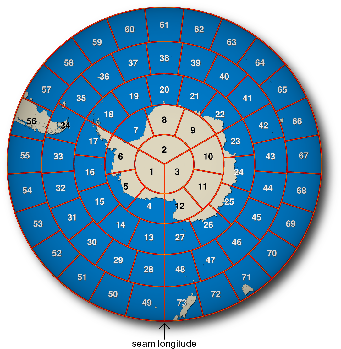 South Polar Stereographic Map Showing L3 Bin Boundaries Clipart (1200x1200), Png Download