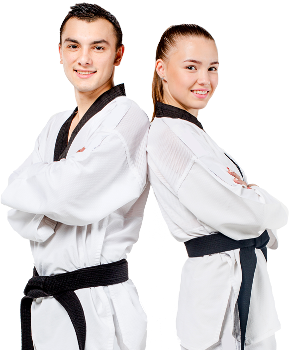 Teenage Boy And Girl In Karate Uniforms Clipart (922x704), Png Download