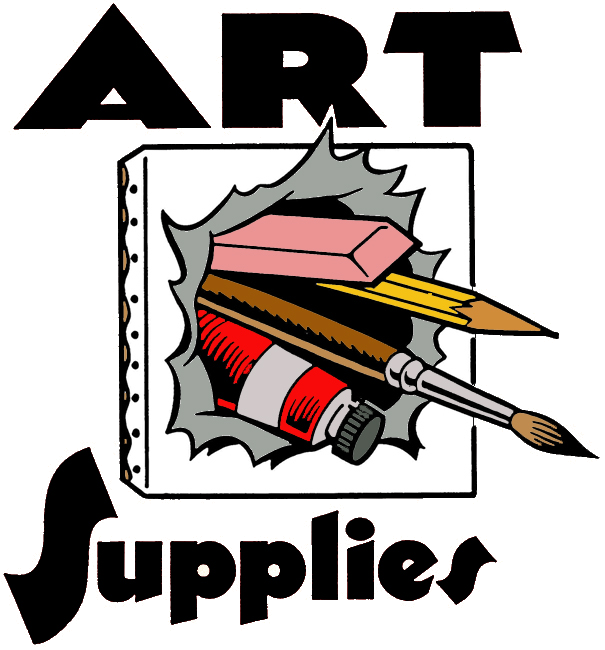 ﻿a Selection Of Art Supplies Available Locally At Clipart (605x650), Png Download