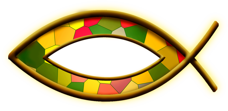 Ichthus Stained Glass Clipart (800x390), Png Download