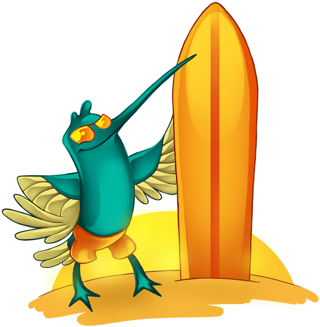 04 Surfing Bird Clipart (886x886), Png Download