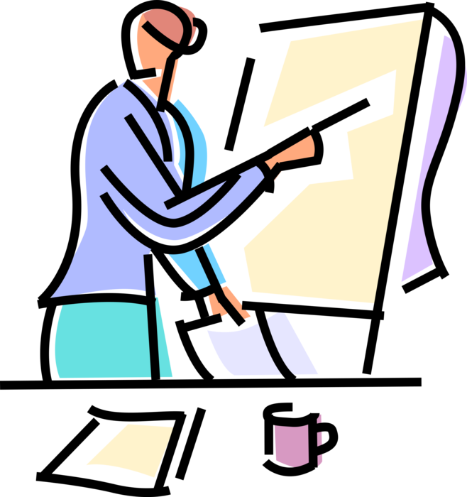 Vector Illustration Of Businesswoman Executive Presenter Clipart (658x700), Png Download