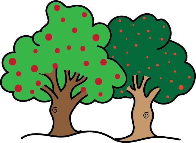 Apple And Hawthorn Trees By Pat Deflorin Clipart (674x494), Png Download