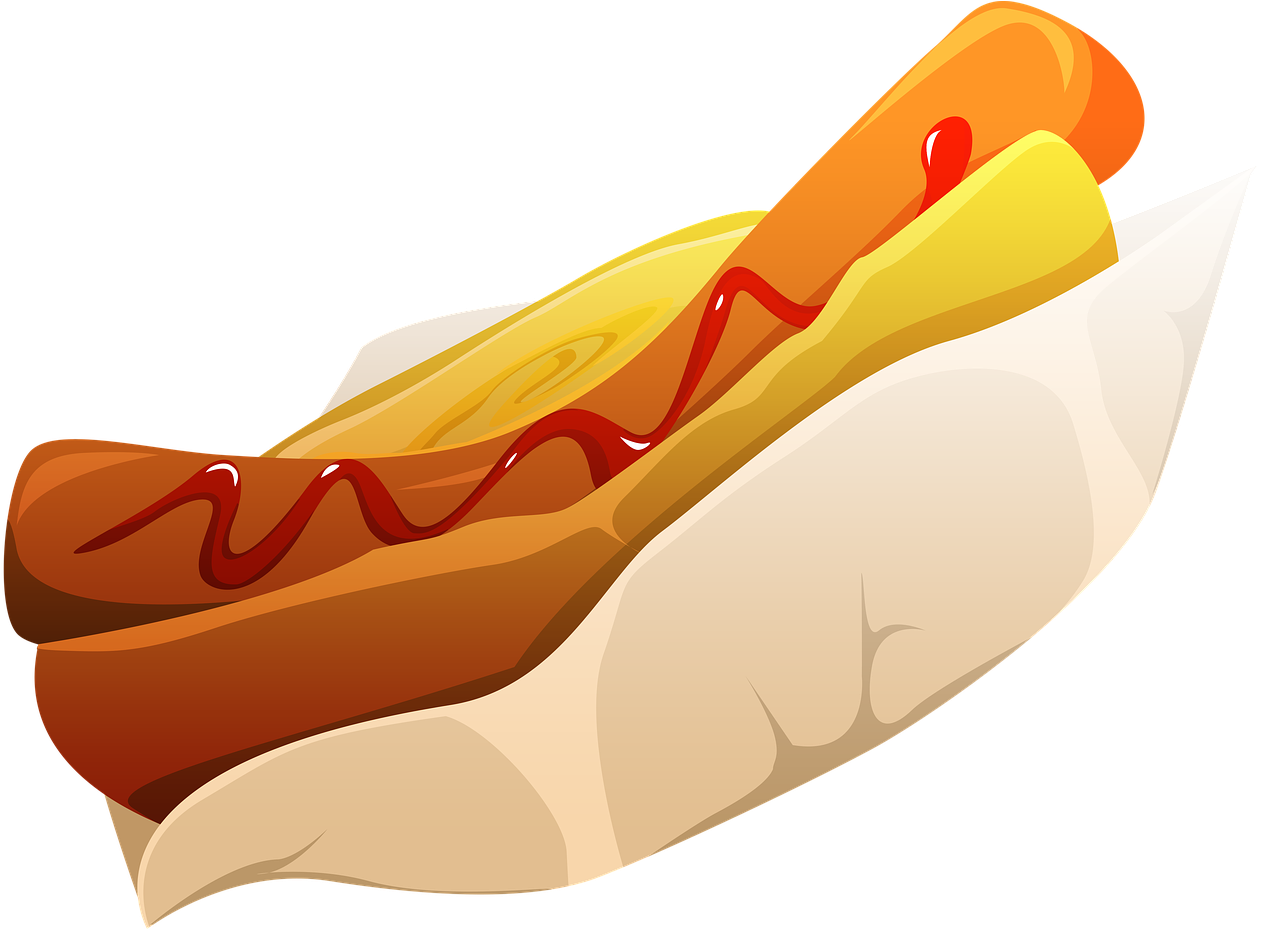 Hot Dog, Fast Food, Food, Sausage, Bun, Mustard, Snack Clipart (948x699), Png Download