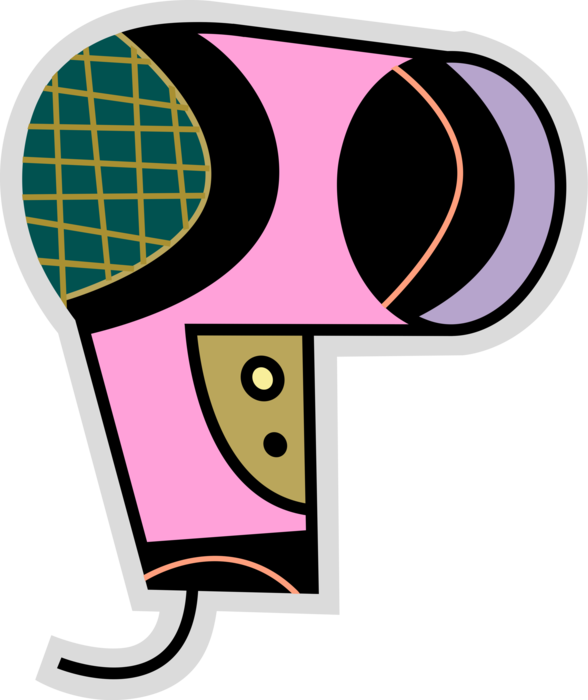 Vector Illustration Of Portable Electric Hair Dryer Clipart (588x700), Png Download