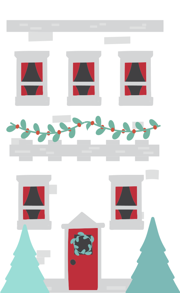 This Is A Sticker Of A Building In A Winter Scene Clipart (713x1000), Png Download