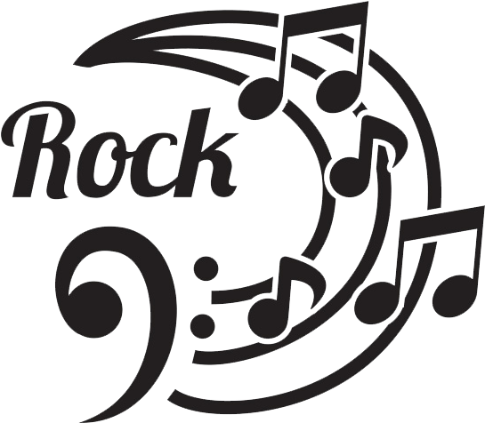 Vinilo Decorativo Rock Texto Con Notas Musicales Clipart (600x600), Png Download