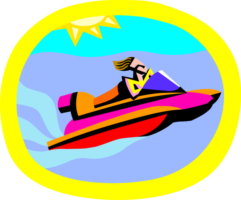 Skiers On Sea Doo Ski Image Illustration Clipart (842x700), Png Download