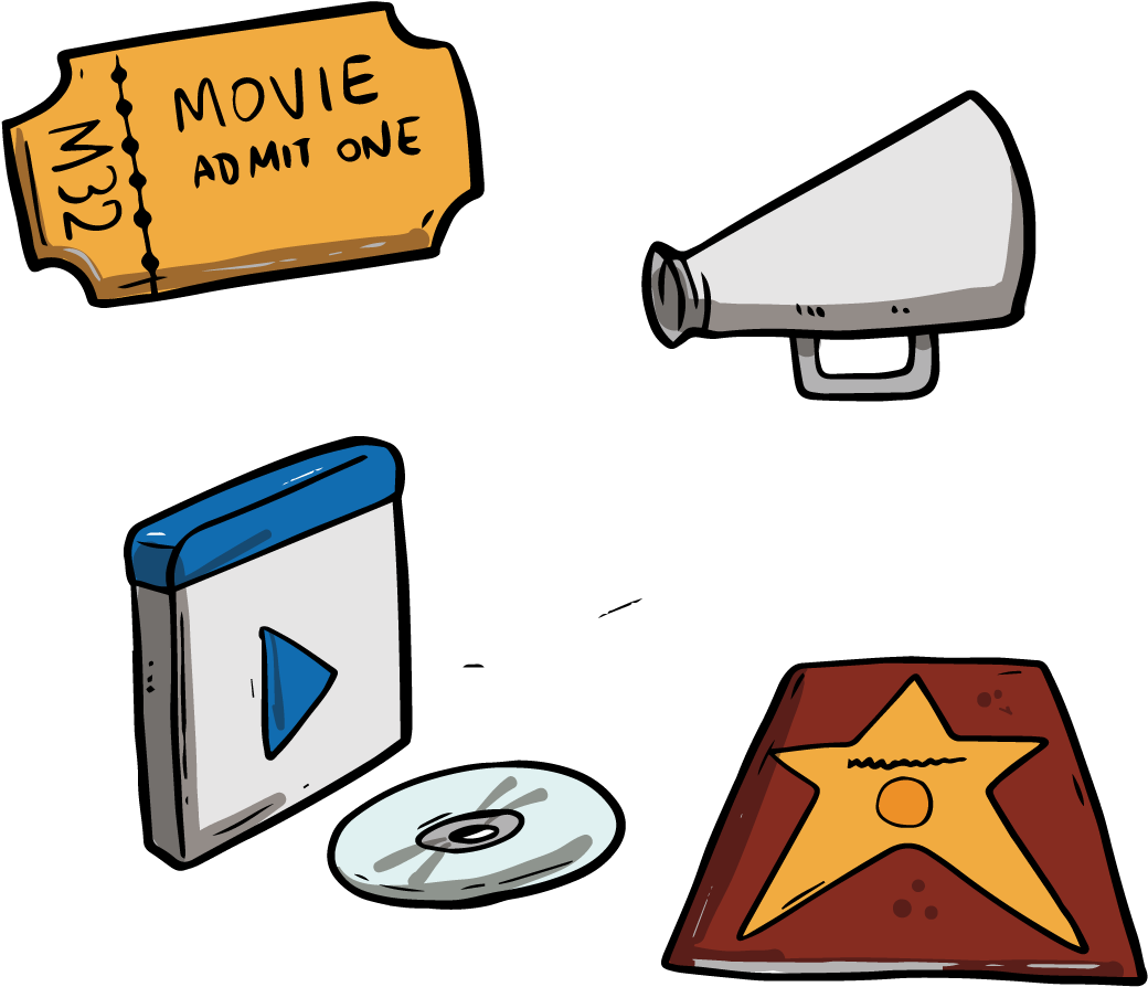 彩绘电影元素 Clipart (1100x1100), Png Download