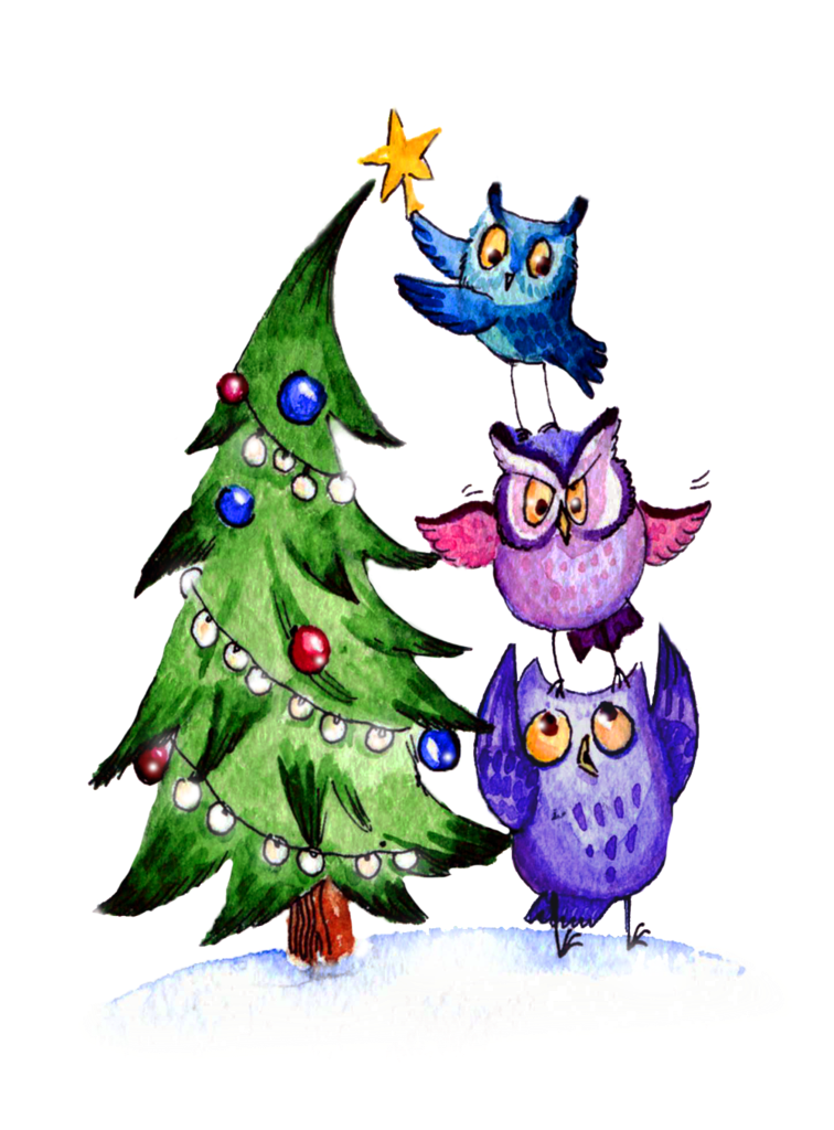 Owls Christmas Christmas Clipart, Christmas Canvas, - Png Download (755x1057), Png Download