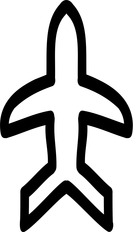 Airplane Hand Drawn Outline Pointing Up Comments Clipart (565x980), Png Download