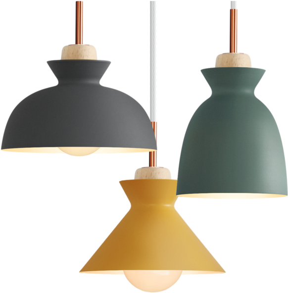 Fashion Creative Modern Wood Colorful Pendant Lights Clipart (640x640), Png Download