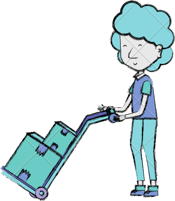 Delivery Man With Packages Sketch Clipart (800x800), Png Download