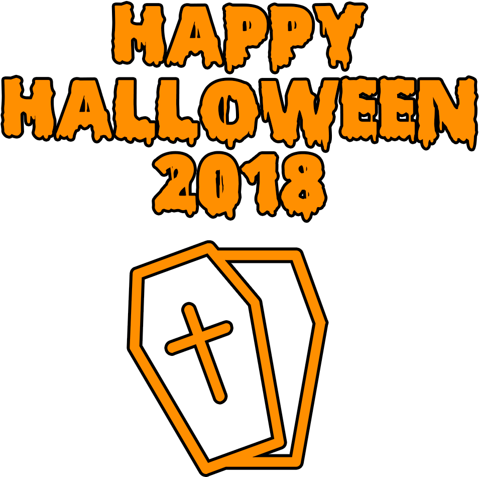 Happy Halloween 2018 Scary Coffin Bloody Font Clipart (1000x1000), Png Download