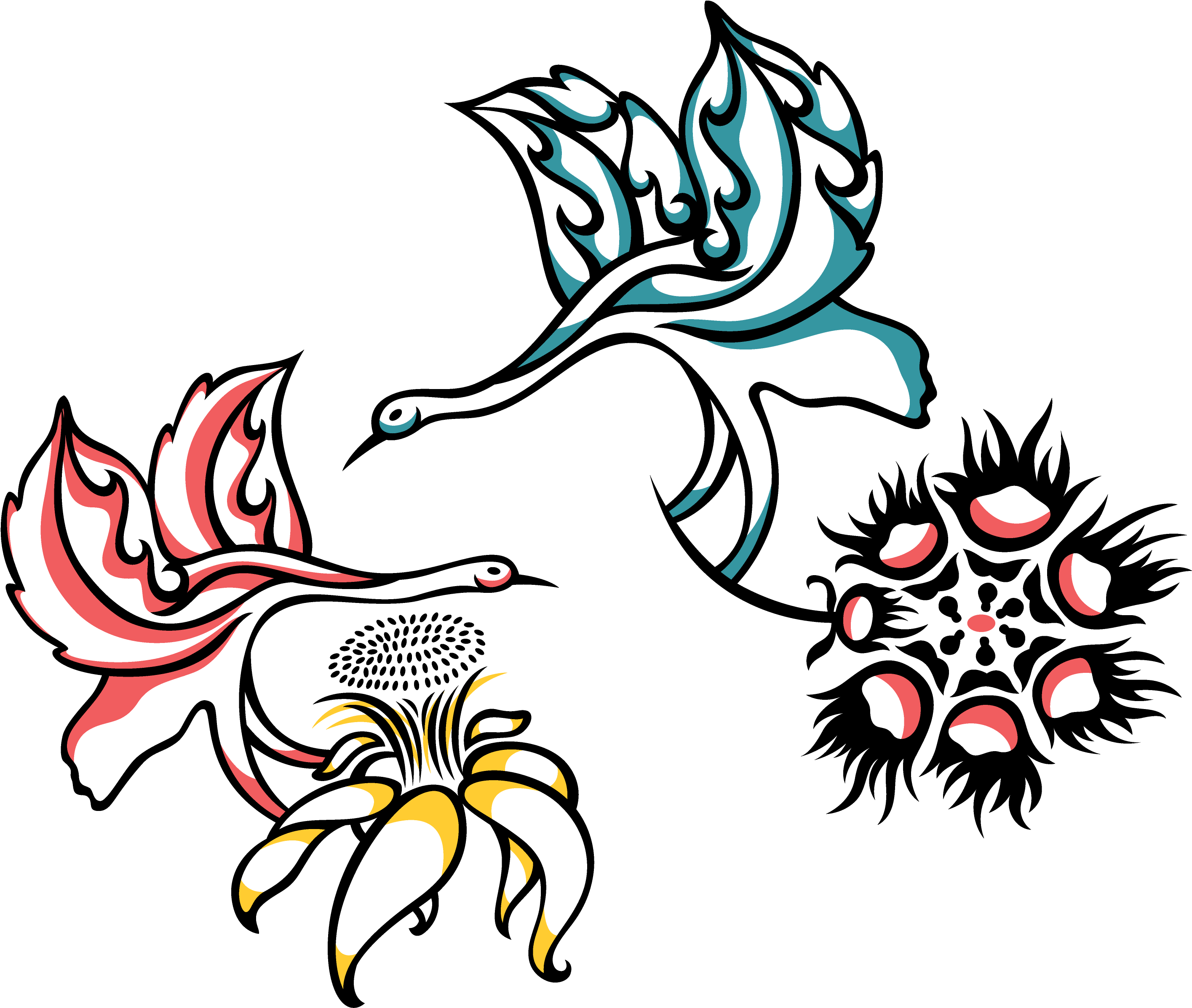 Birds And Flowers Clipart (3509x2485), Png Download