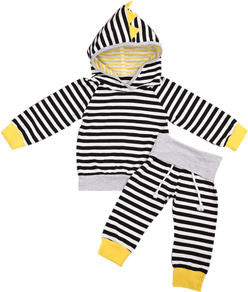 Striped Hooded Clothing Set Clipart (600x600), Png Download
