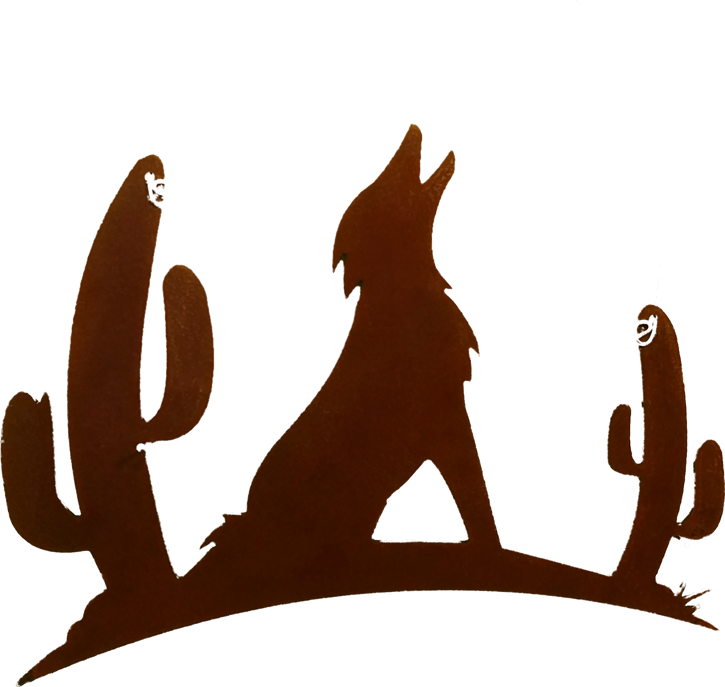 Howling Coyote With Cactus Larger Image Clipart (2620x4656), Png Download