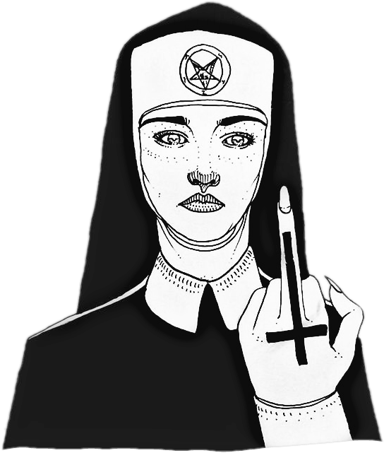 Fuckyou Middlefinger Nun Satan Clipart (673x805), Png Download