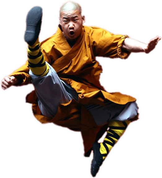 Shaolin Monk Kicking Leg Forward Clipart (1024x683), Png Download