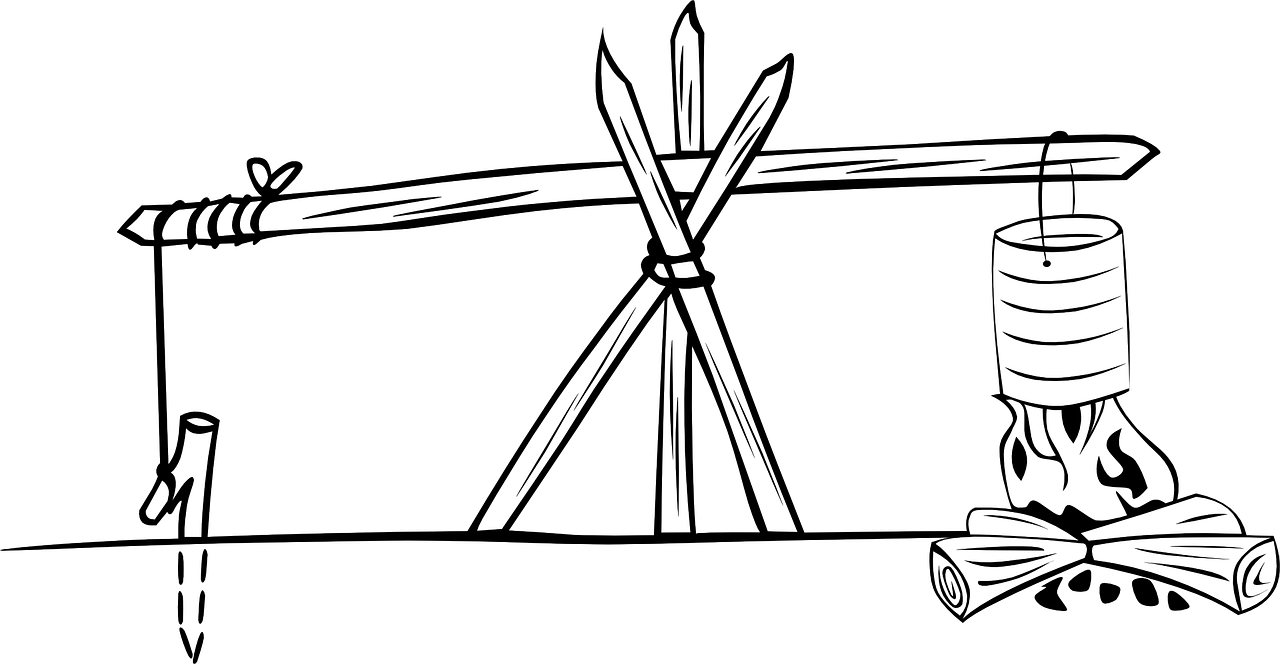 Campfire,campfire Tripod,outdoor Cooking,jury Rigged,jerry Clipart (1280x664), Png Download