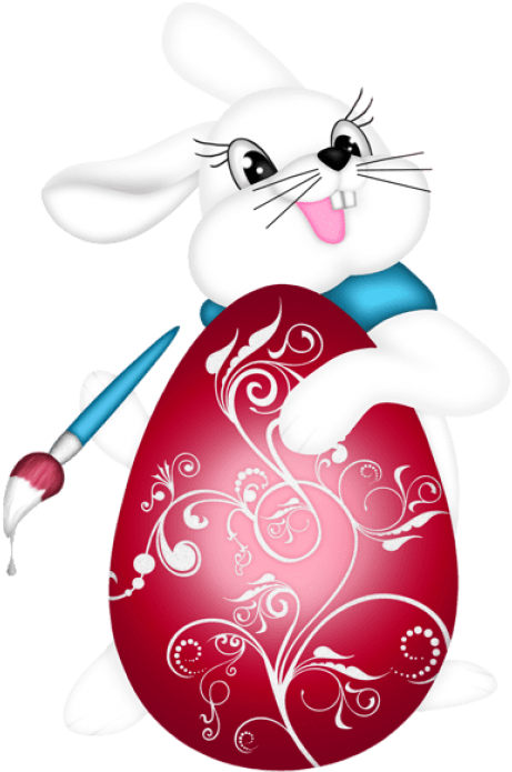 Download Transparent Easter Bunny And Red Eggpicture Clipart (480x717), Png Download