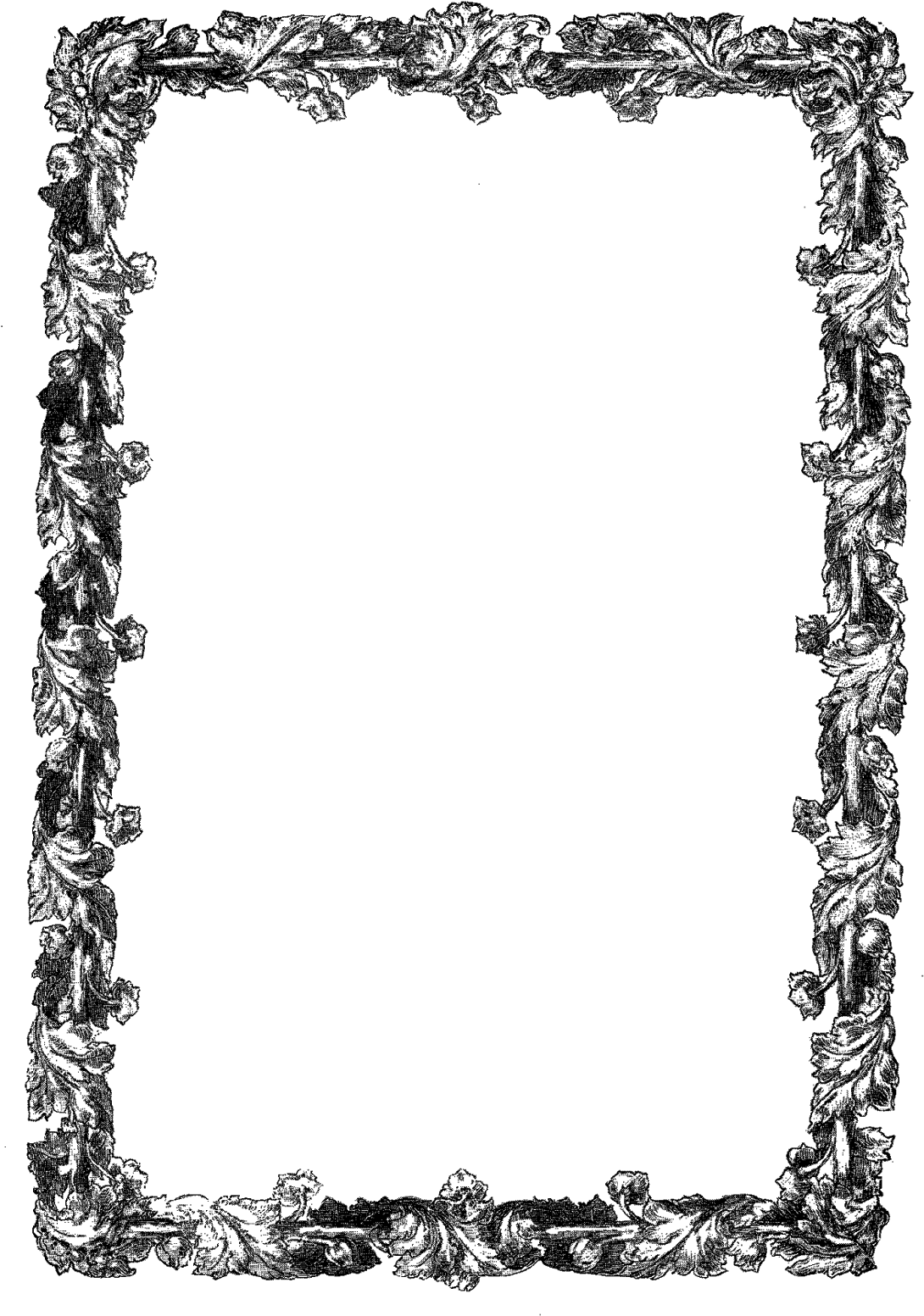 The Third Digital Frame Clip Art Has A Classic, Botanical - Png Download (1133x1600), Png Download