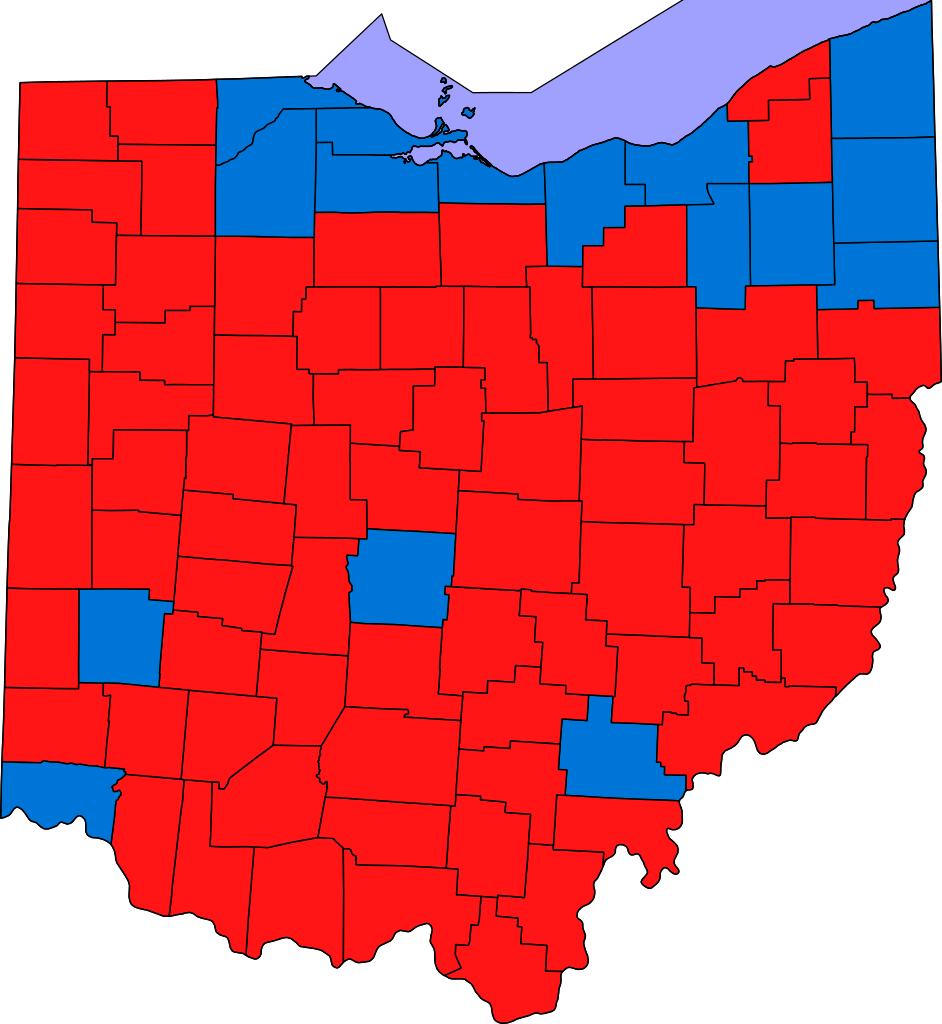 Presidential Election Results In Ohio By County [credit Clipart (942x1024), Png Download