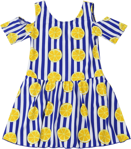 Cold Shoulder Orange Striped Skirted Swimwear Blue Clipart (558x744), Png Download