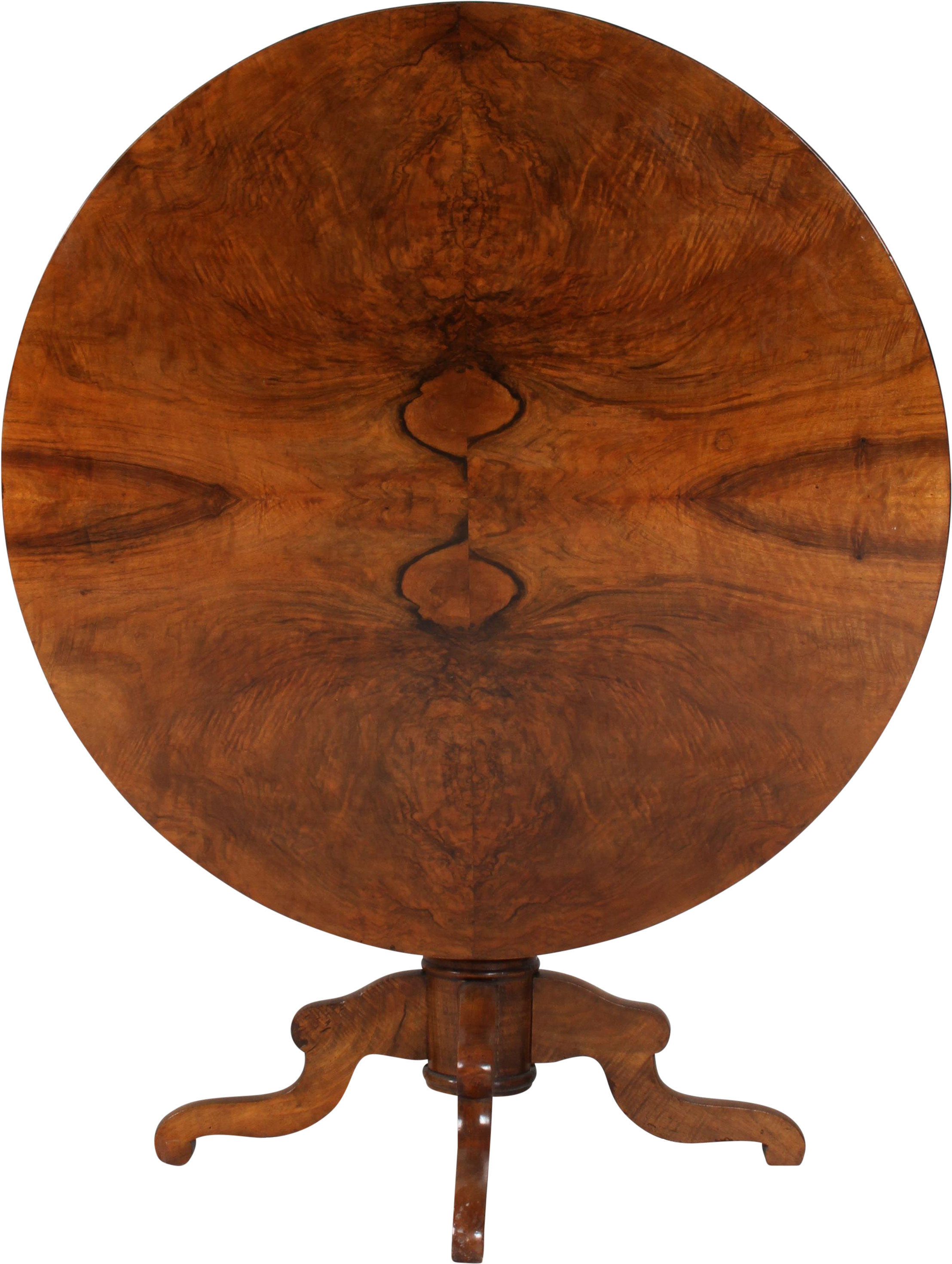 19th Century Traditional Burlwood Round Tilt-top Pedestal Clipart (3341x3341), Png Download