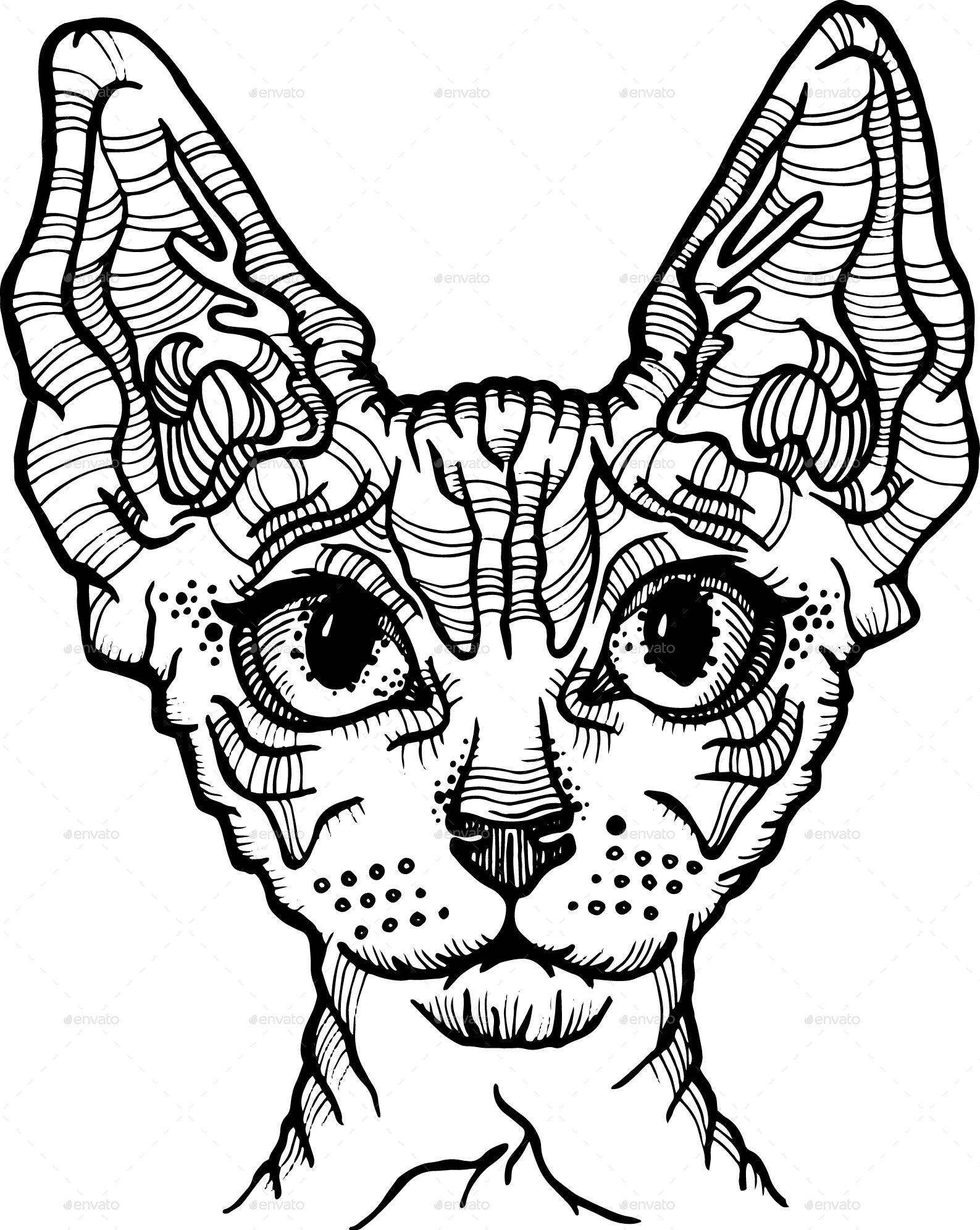 Clipart Freeuse Library Cats Vector Tribal - Png Download (1587x1991), Png Download