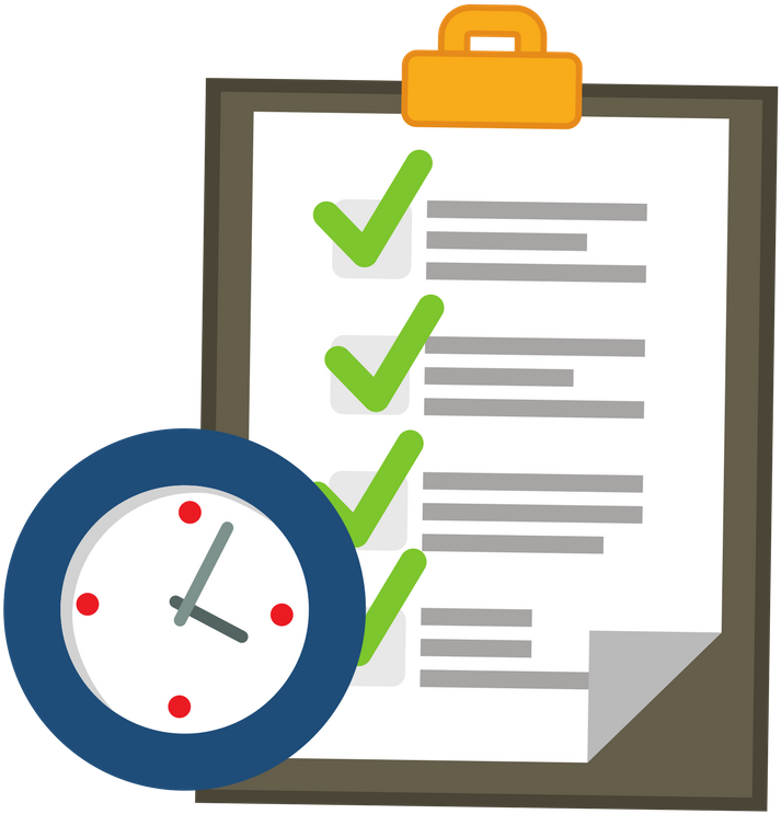 Icon Showing Clock And Inventory Checklist Clipart (800x800), Png Download