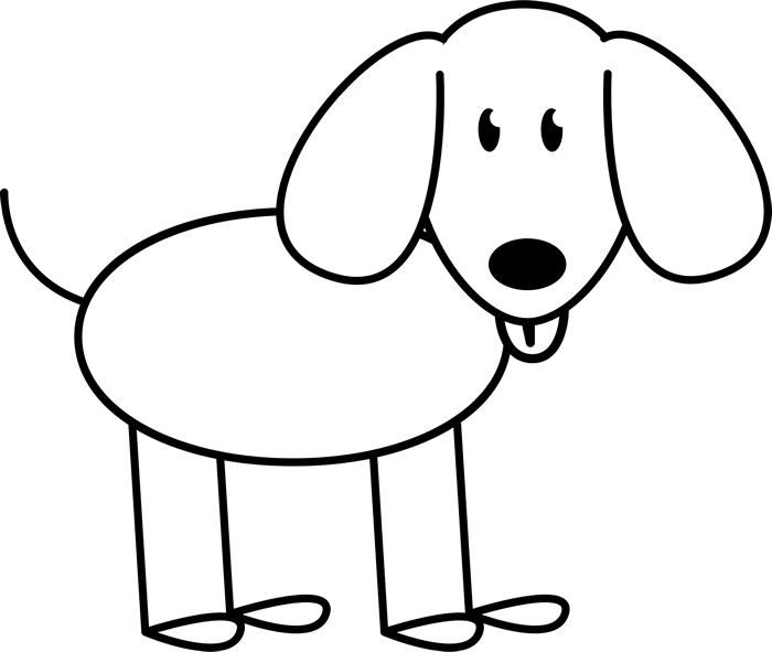 Dog With Floppy Ears Outline Rubber Stamp Clipart (700x591), Png Download