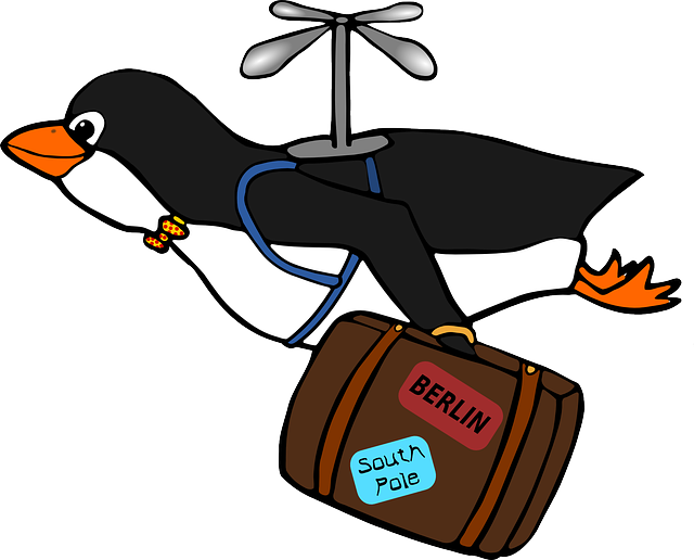 Image Of Penguin With Suitcase Clipart (640x516), Png Download