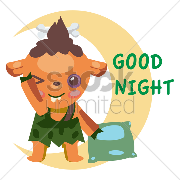 Tribal Cartoon Character Saying Good Night V矢量图形 Clipart (600x600), Png Download