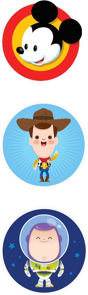 Mickey, Woody & Buzz Clipart (363x1015), Png Download